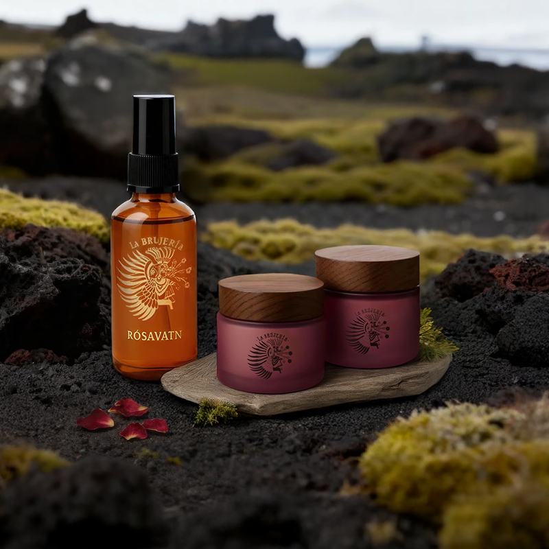 Rósadekur / rose trío: facial mask + facial scrub + rose spray